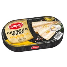 СКУМРИЯ КОМПАС ФИЛЕ В МАСЛО С ОПУШЕН ВКУС 170ГР*10